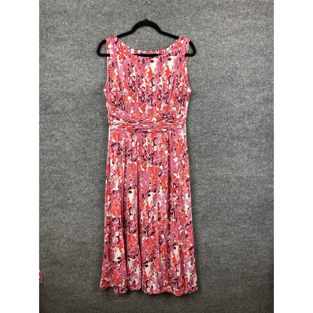 Perceptions New York Dress A-Line Sleeveless Pink and Purple Midi Smocked Waist
